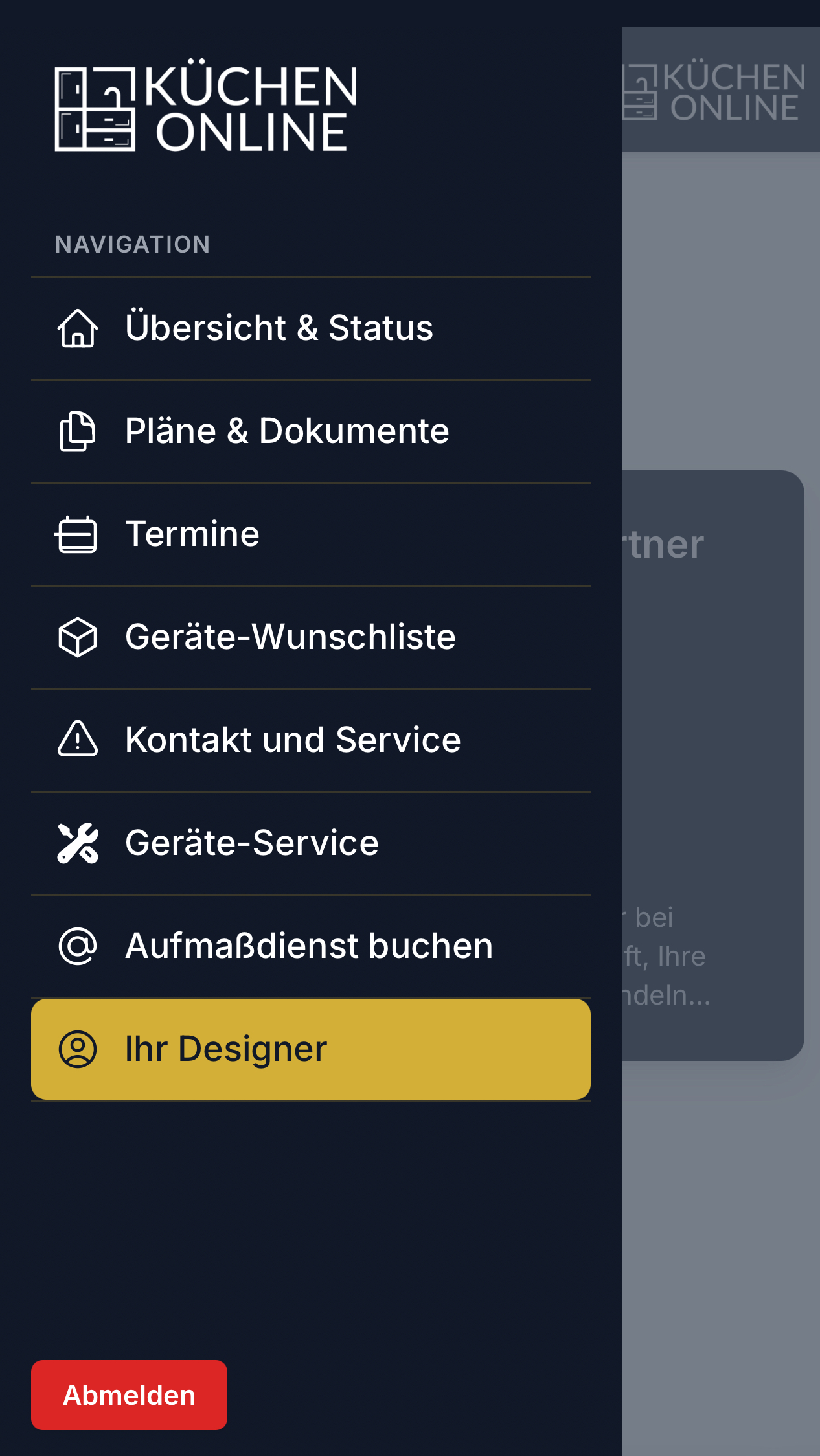 Das Kuechenonline Kunden-Cockpit